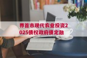 界首市现代农业投资2025债权政府债定融