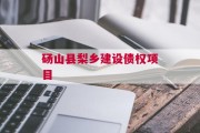 砀山县梨乡建设债权项目