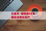 许昌市·鄢陵县XX发展投资债权资产