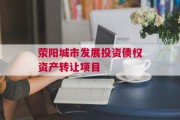 荥阳城市发展投资债权资产转让项目
