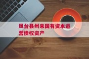 凤台县州来国有资本运营债权资产