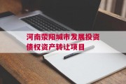 河南荥阳城市发展投资债权资产转让项目