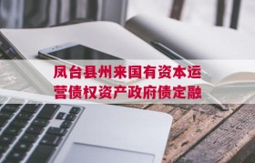凤台县州来国有资本运营债权资产政府债定融